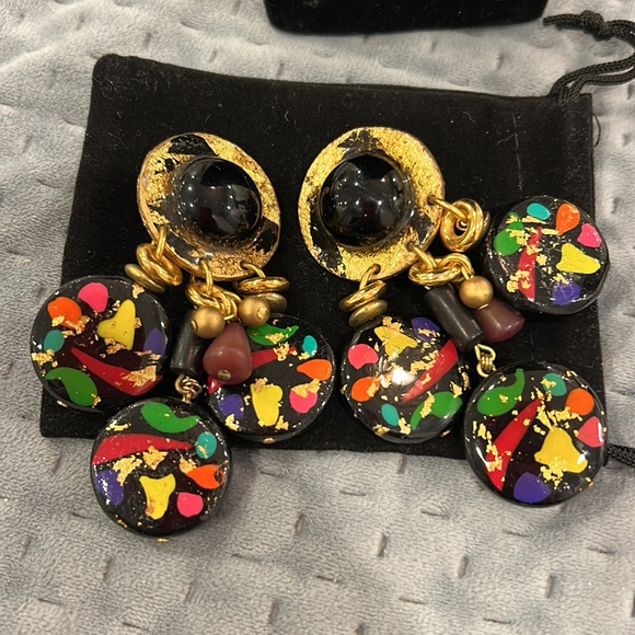 Vintage Lightweight Ikarami Handmade Designer Earrings-Boutique - Picture 2 of 7